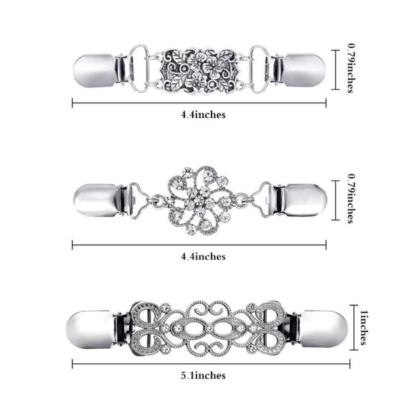 Women’s Silver Sweater Clips 6 Piece Set in Clear Storage Container NEW - Picture 12 of 14